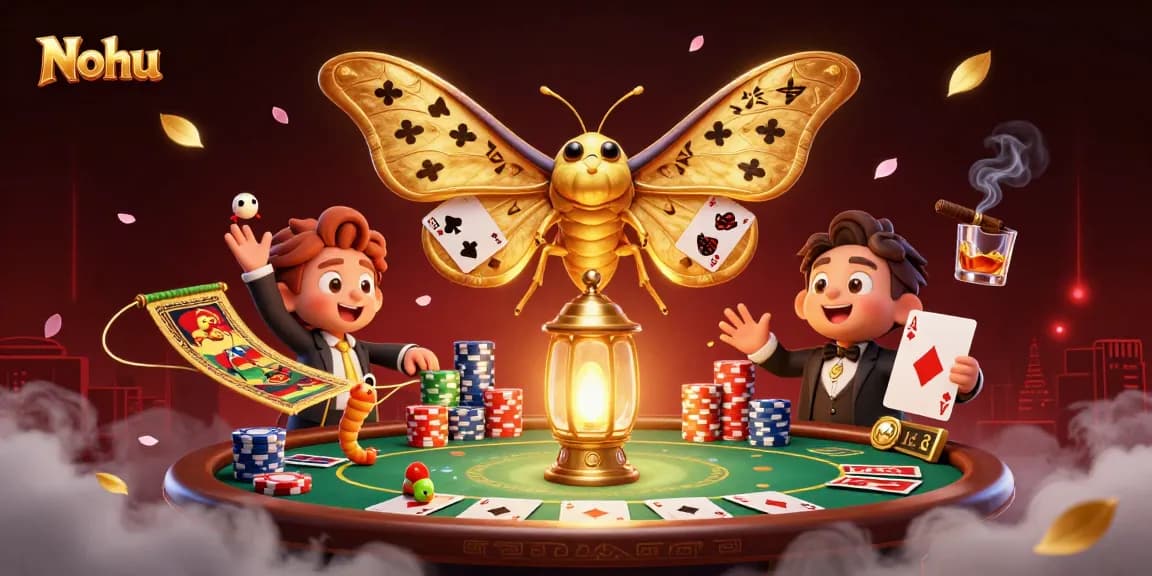 Nohu showcases an exhilarating poker scene featuring vibrant characters and casino elements in action.