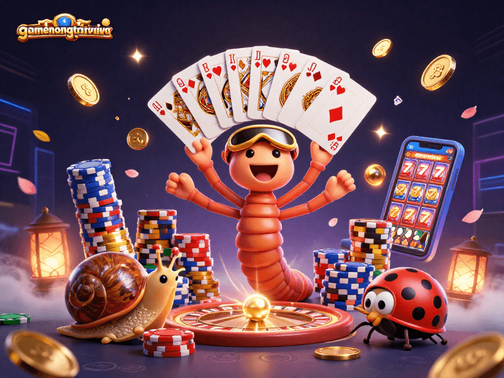 Engage with gamenongtraivuive as a cartoon millipede dealer facilitates thrilling casino excitement!