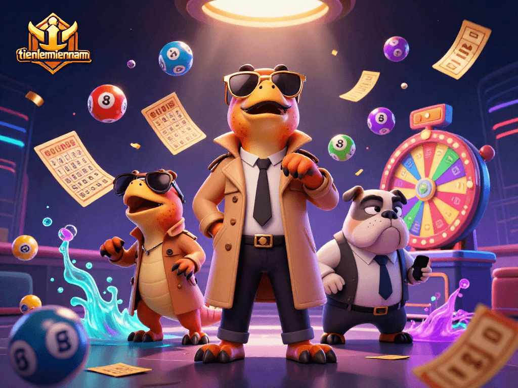 Tienlenmiennam players strategize in a vibrant VIP casino scene filled with lottery excitement.