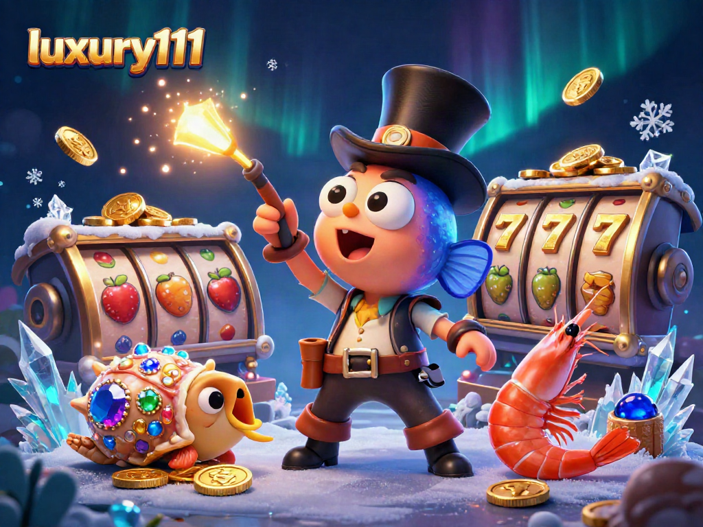 Enjoy thrilling jackpots with luxury111 as a charming anglerfish, pirate shrimp, and gem snail shine in a rich casino scene.