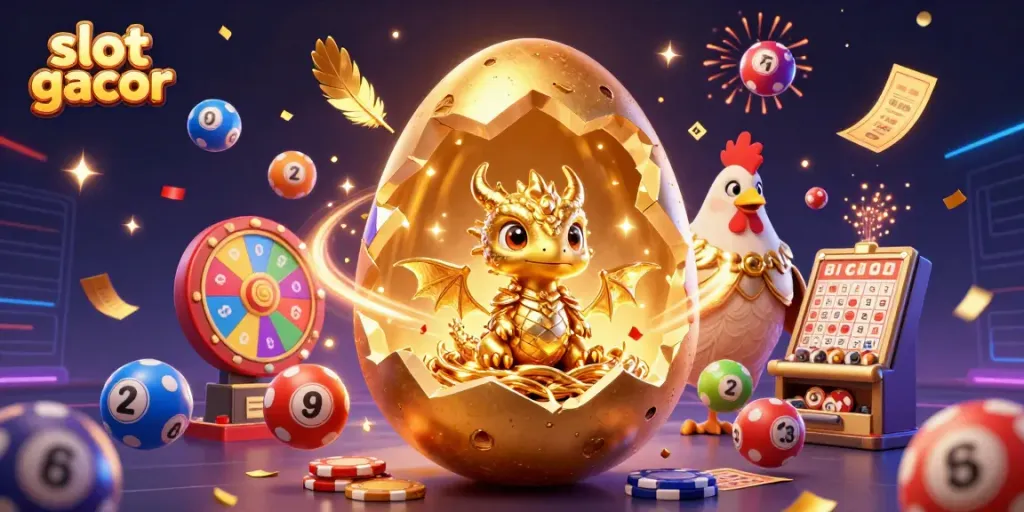 Engage in slot gacor gaming excitement, featuring a golden egg and vibrant game elements.