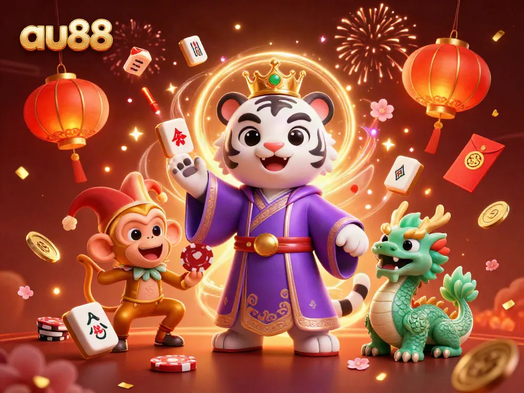 Experience the thrill of au88 through an animated scene with vibrant characters and festive gambling elements.