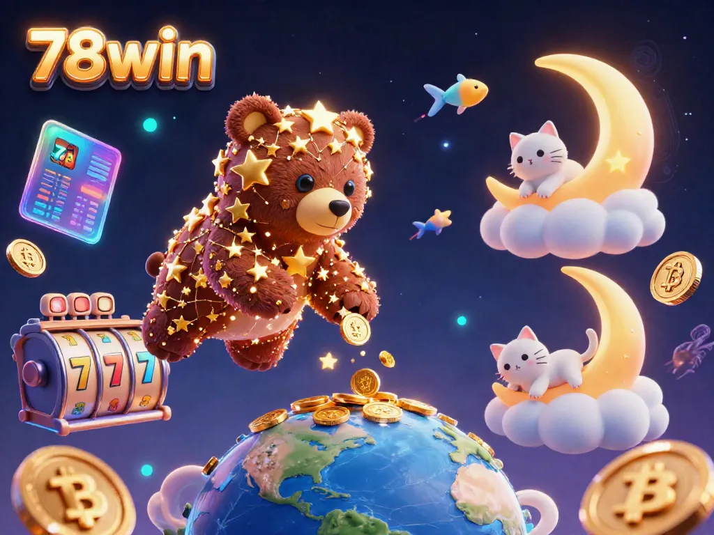 Experience thrilling gameplay with the constellation bear and vibrant casino elements in the 78win illustration.