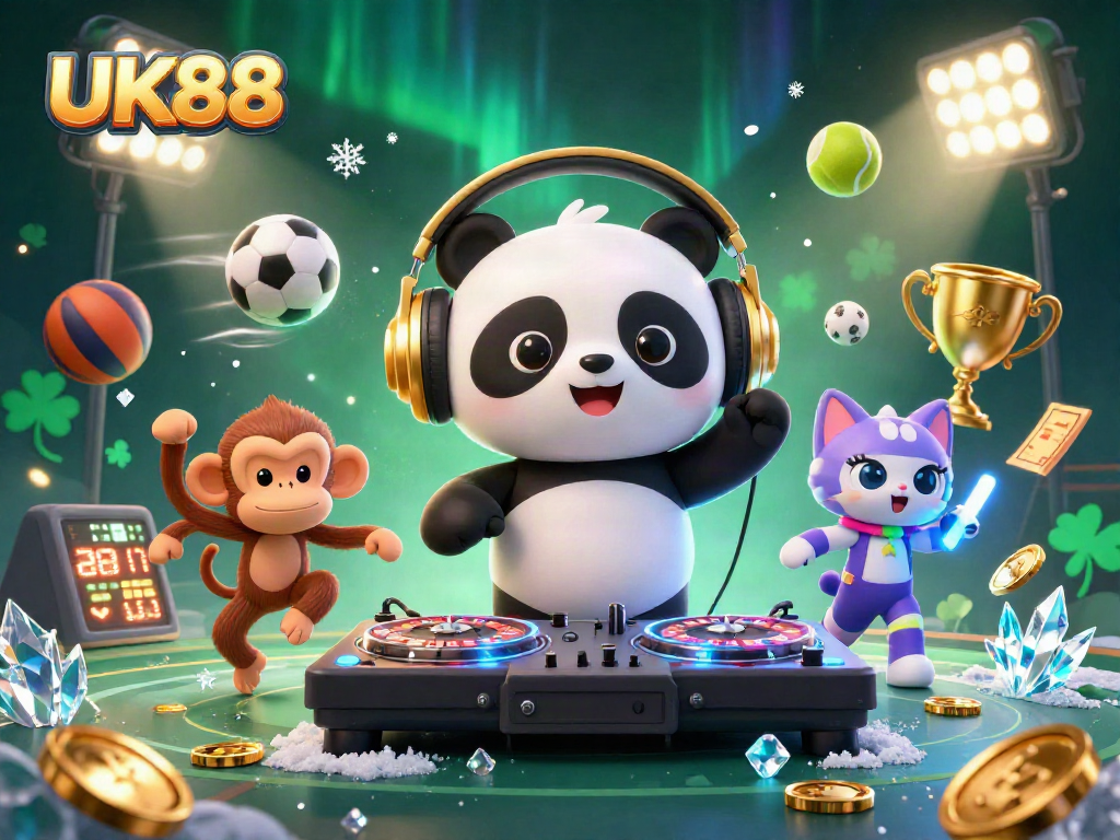 Engage with UK88's vibrant casino universe featuring energetic characters and dynamic game elements.