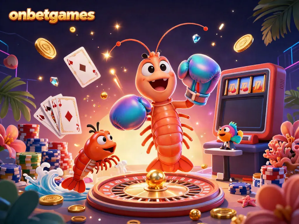 Experience the energetic gameplay of onbetgames featuring the mantis and pistol shrimp surrounded by casino elements.
