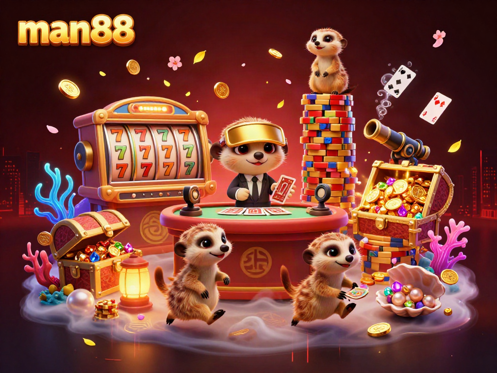 Experience exhilarating moments of winning at man88 with playful meerkats at a thrilling casino.