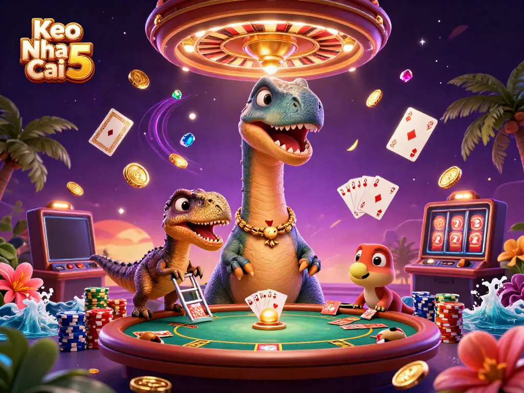 Experience the thrills of Keo Nha Cai 5 with vibrant casino elements and playful characters.