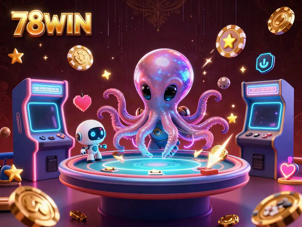 Experience thrilling gameplay at 78WIN with engaging holographic poker tables and vibrant casino elements.
