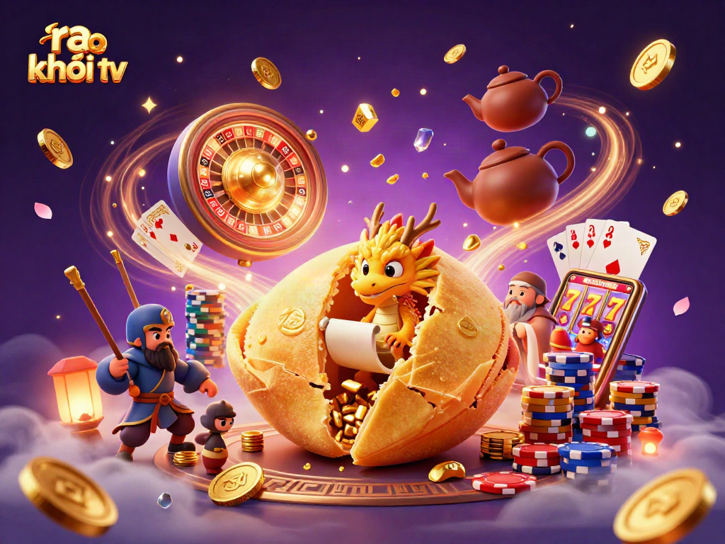 Engage with ra khơi tv's thrilling casino universe led by a wise dragon and golden fortune elements.