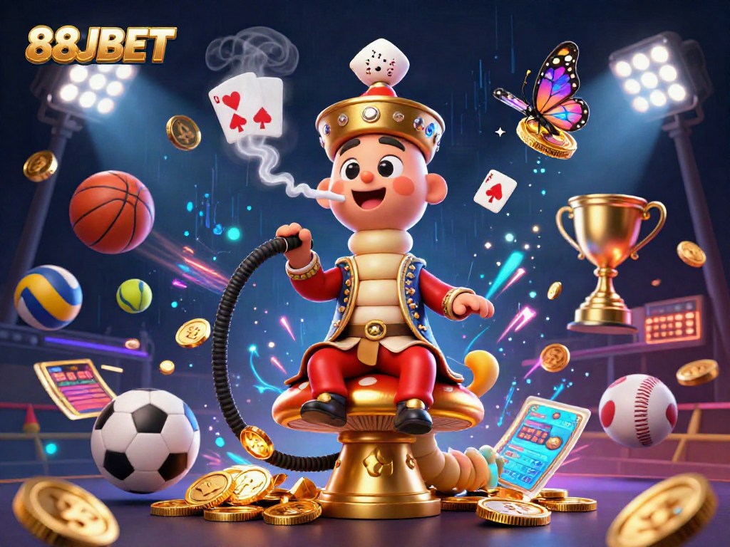 Experience dynamic gameplay with 88JBET as the 3D caterpillar masterfully presides over gambling excitement.