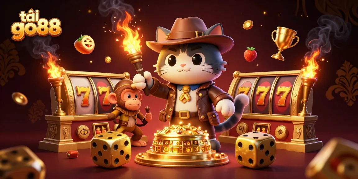 Experience the thrill of tải go88 with a vibrant 3D casino adventure showcasing exciting slot elements.