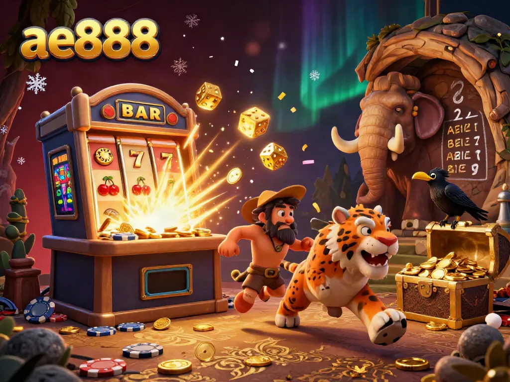 Engage with the ae888 casino experience as caveman and sabertooth tiger run a prehistoric casino filled with treasures and vibrant gameplay.