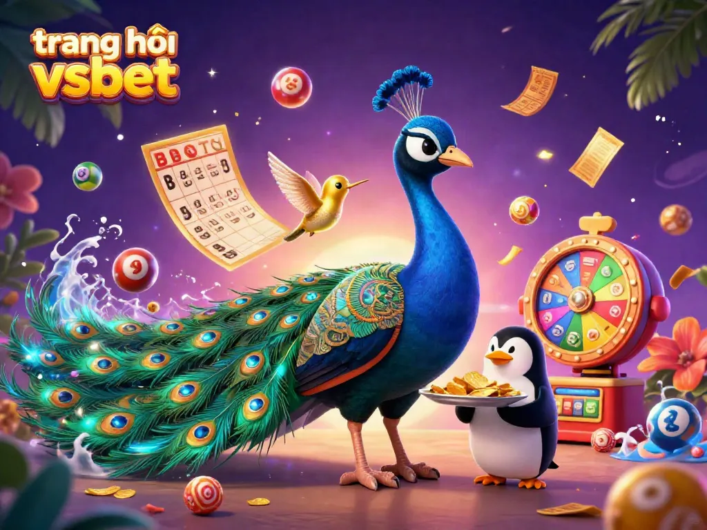 Experience the vibrant dynamics of a 3D cartoon scene celebrating trang chủ vsbet with colorful lottery elements and whimsical characters.