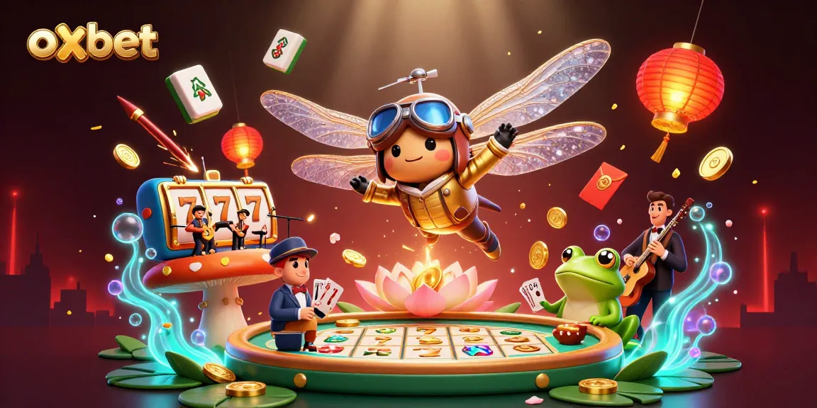 Experience winning moments on oxbet with vibrant casino elements and engaging characters in a lively scene.