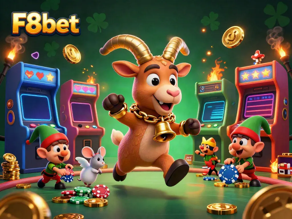 Experience the festive chaos of F8bet with a Krampus running a casino, battling gremlins for chips.