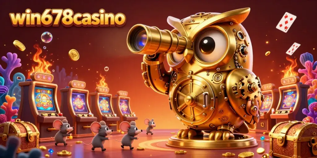 Experience win678casino's vibrant gaming scene filled with gold coins and animated characters.