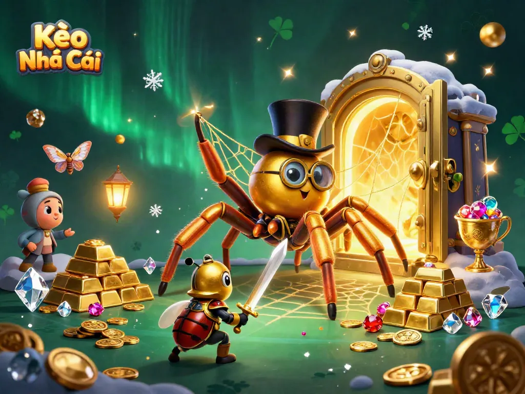 Kèo Nhà Cái reveals thrilling bets in a vibrant casino world with golden treasures and whimsical characters.