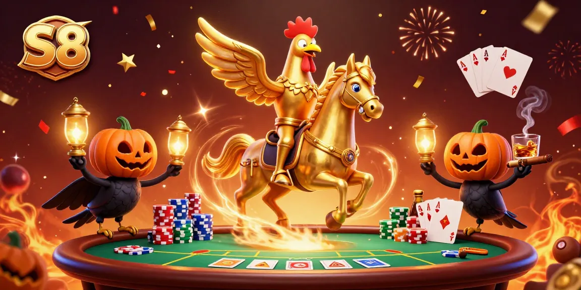 Win big with S8 in this exciting casino scene featuring vibrant characters and game elements.