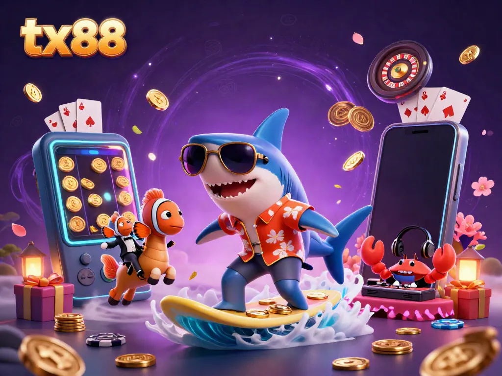 Engage in vibrant tx 88 gaming action with dynamic characters and colorful casino elements.