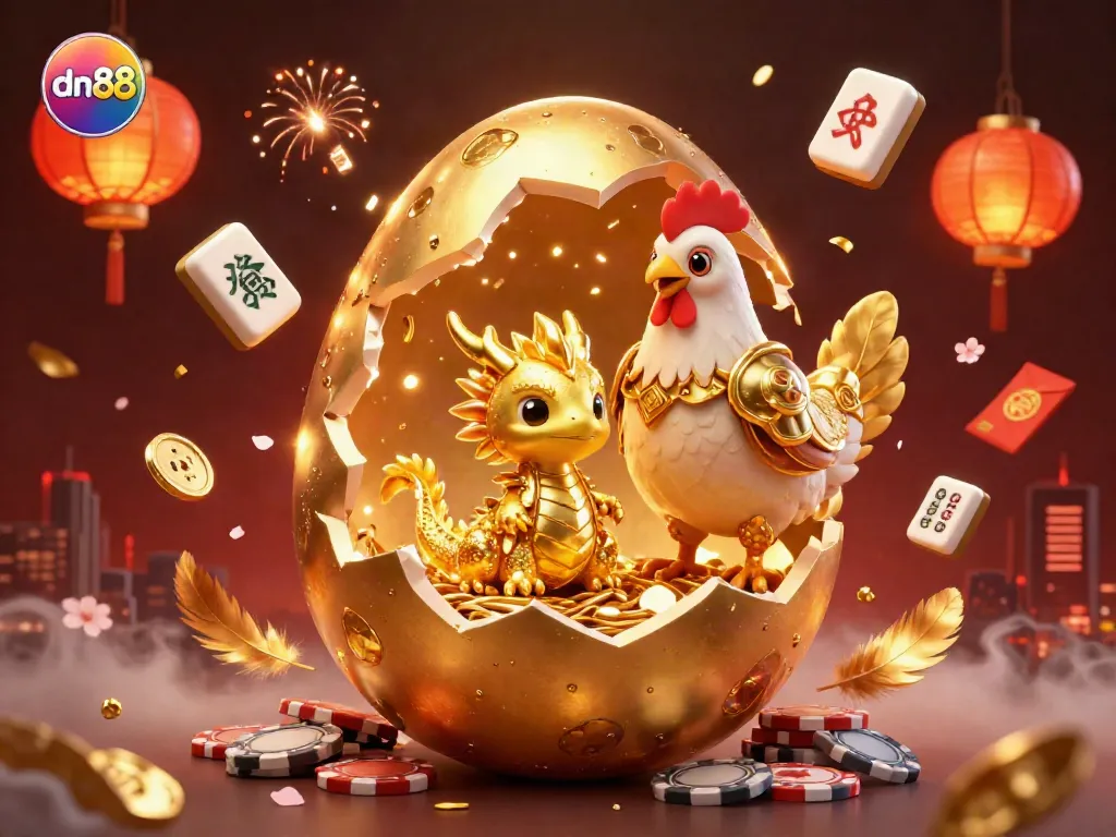 Experience the thrilling essence of dn88 online casino with a dazzling golden dragon and poker chips scene.