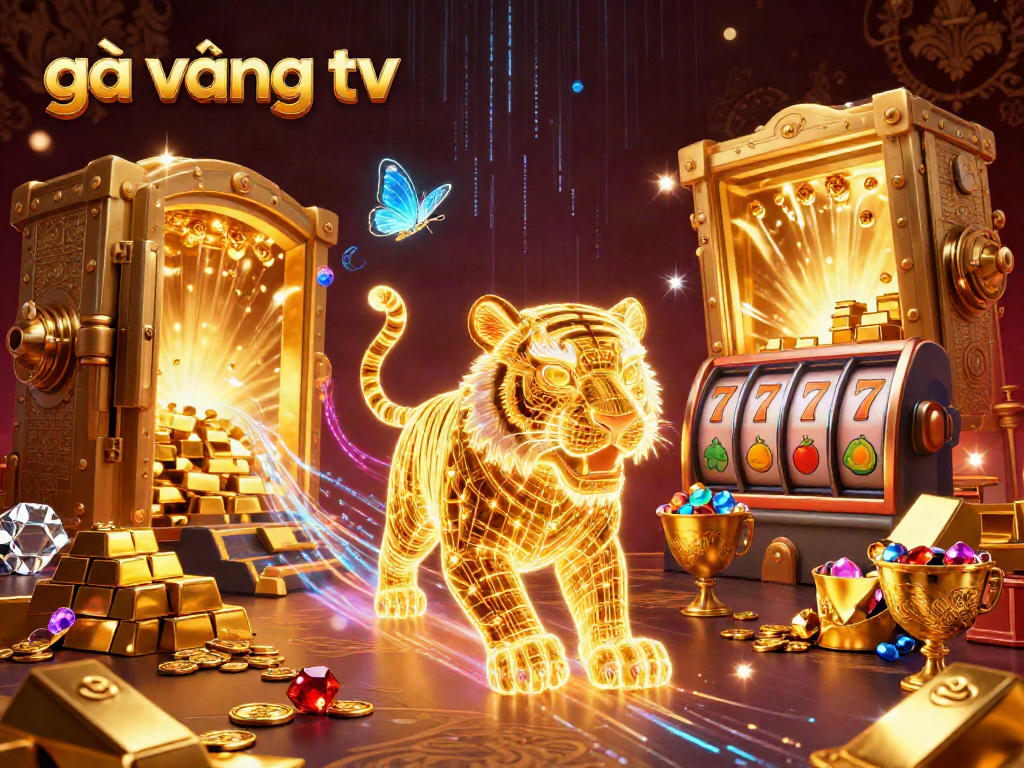 Experience gà vàng tv with a vibrant 3D casino scene showcasing a golden tiger and exciting slot elements.