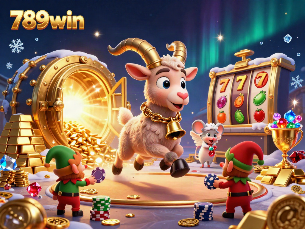 Experience the excitement of 789win with Krampus and friends in a thrilling holiday-horror casino scene.