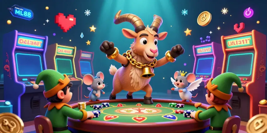 Experience the excitement of trang chủ ML88 with festive characters in a lively casino scene.
