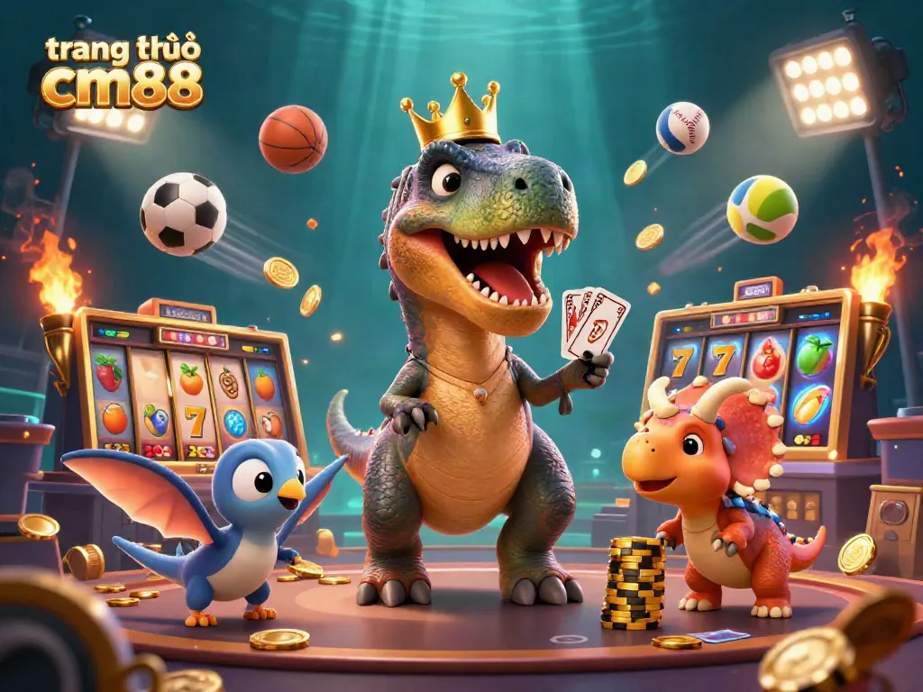 Experience the excitement at trang chủ cm88 with vibrant characters and thrilling game elements in a dynamic casino scene