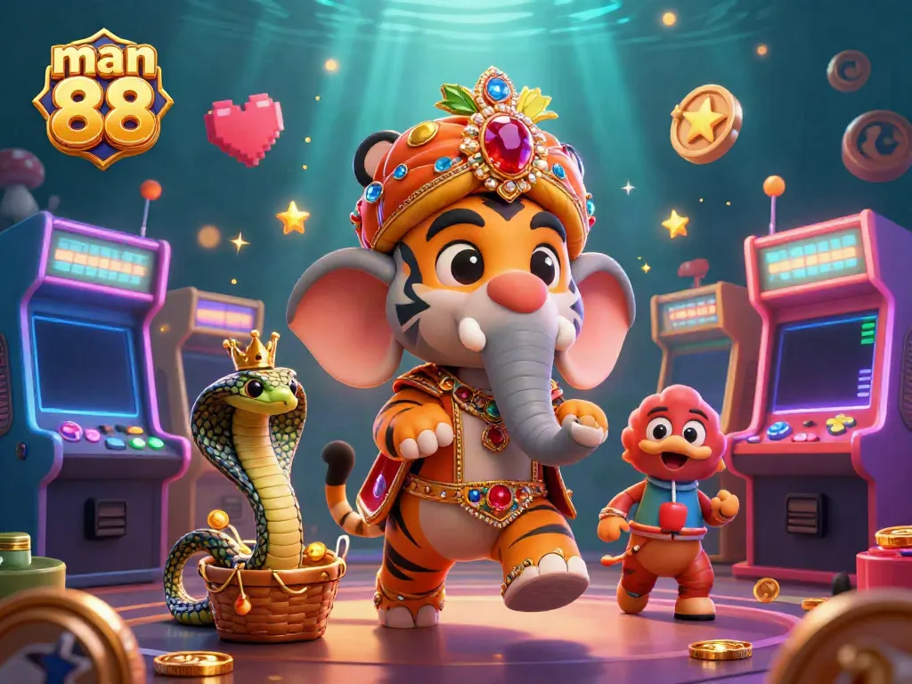 man 88 showcases a thrilling casino scene with cartoon characters and vibrant gaming elements.
