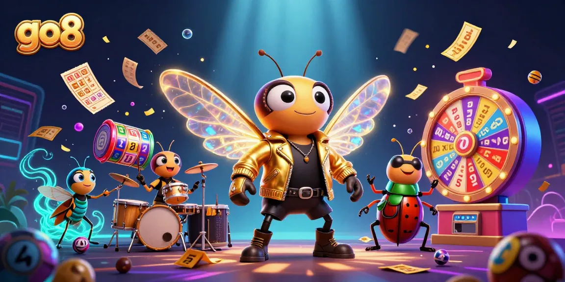 Engage with go8's thrilling casino vibes in a vibrant fantasy scene featuring lively characters.