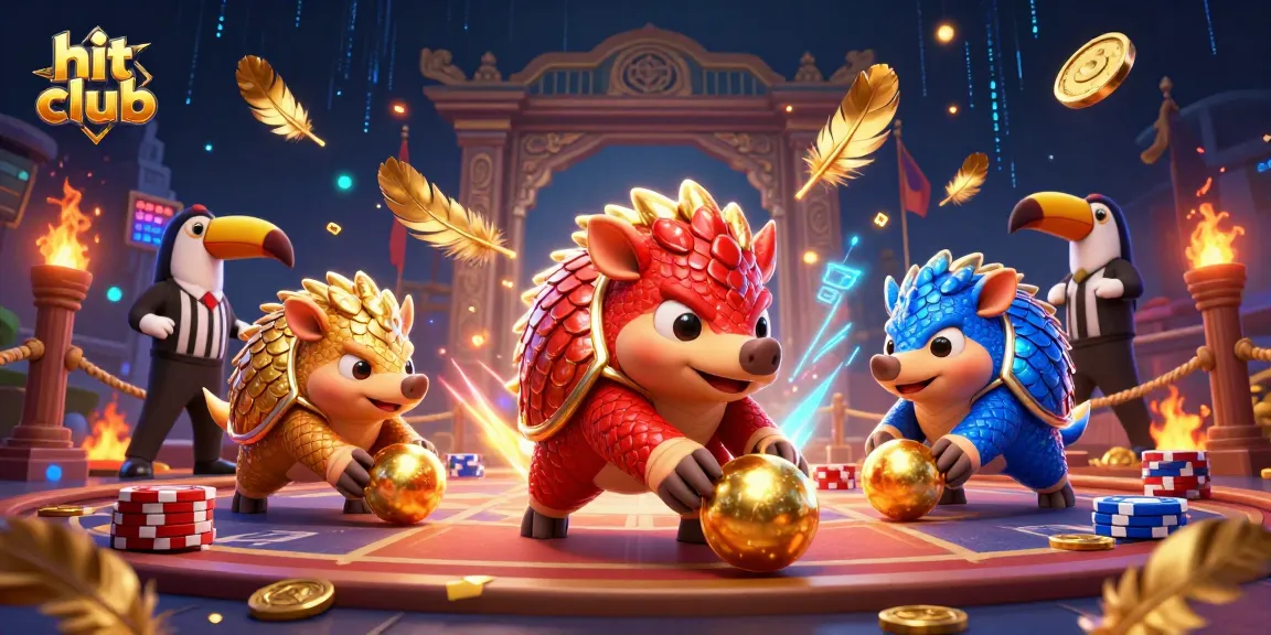 Experience intense gaming action at hit club with rival pangolins battling through poker chips.