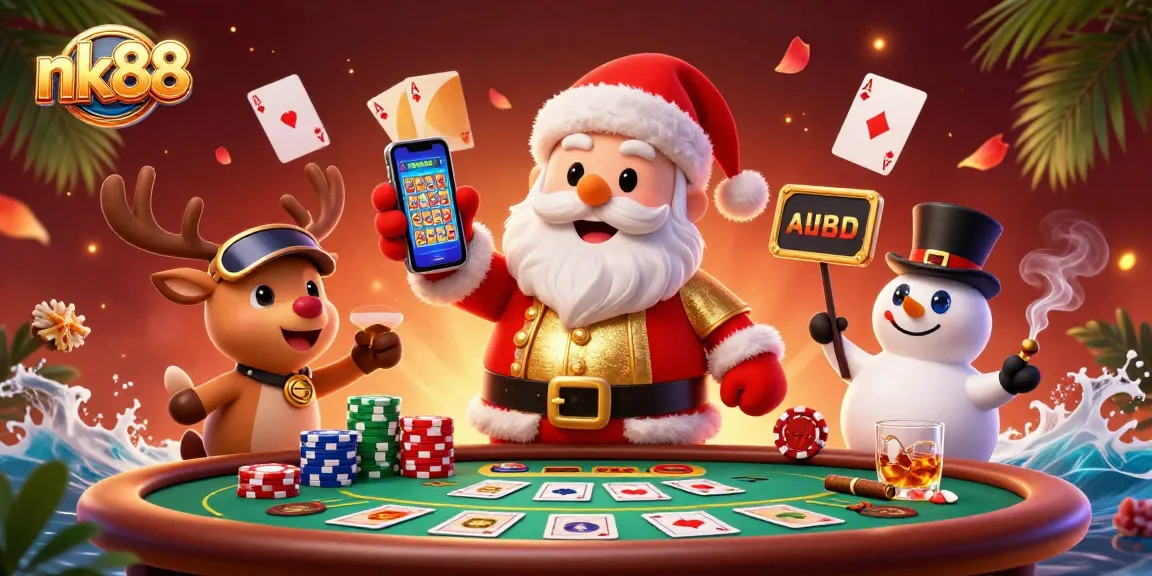 Win big with nk88 as festive characters celebrate in a colorful casino scene.