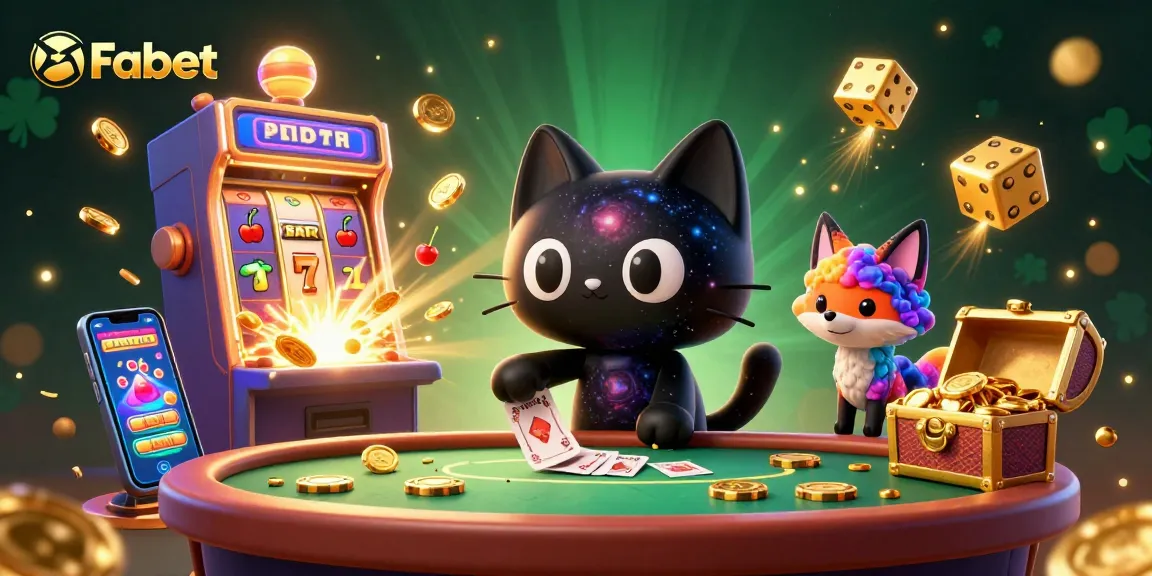 Experience the excitement of Fabet's casino world with vibrant characters and dynamic slot machines.