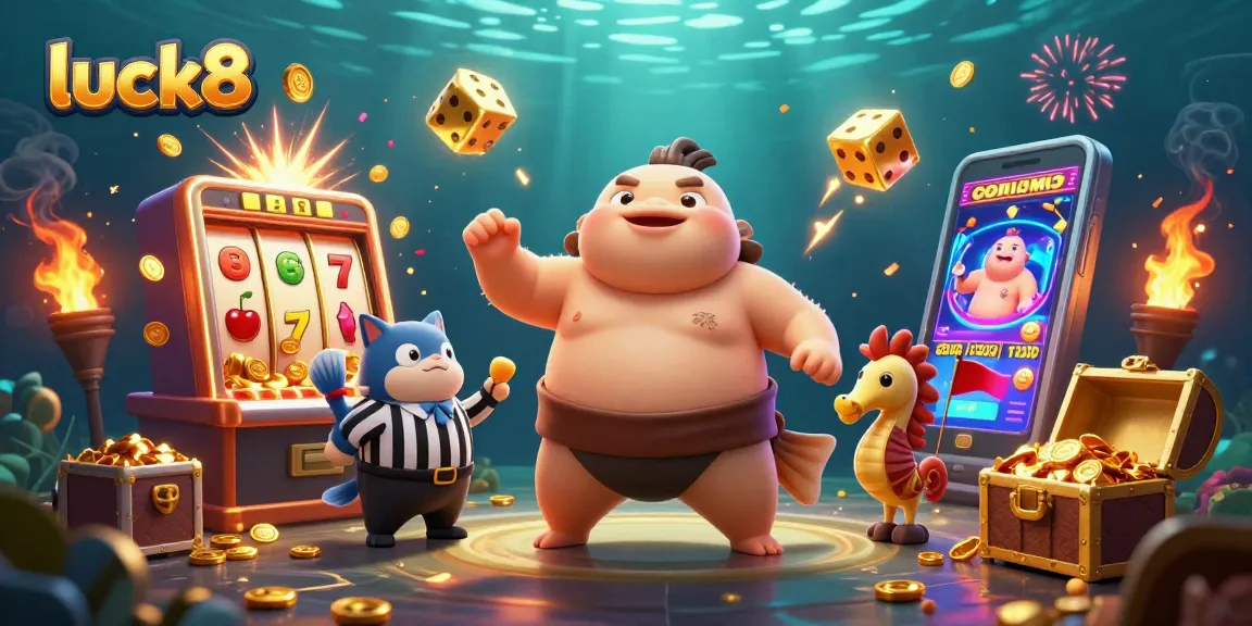 Experience the excitement of luck8 with the dynamic underwater casino scene filled with colorful games and rewards.