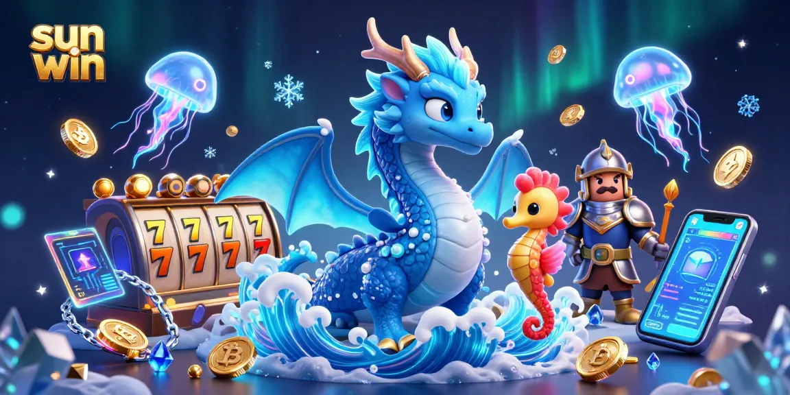 Engage in thrilling games with sun win's aquatic theme, featuring an azure dragon and neon jellyfish.
