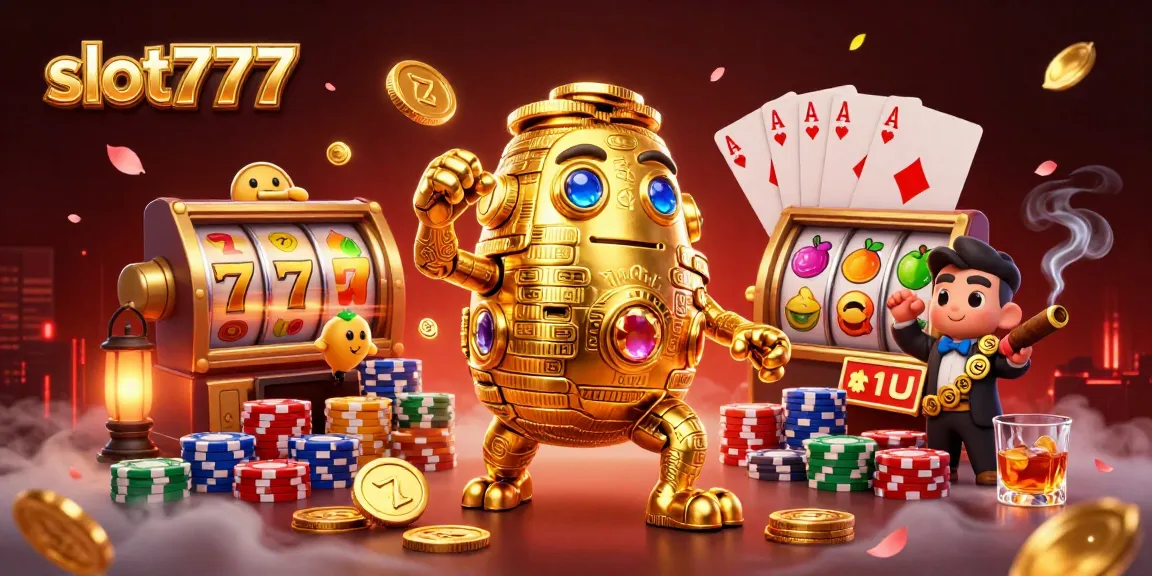 Engage with slot777 for thrilling gameplay featuring vibrant slot reels, lucky 7s, and golden golems.