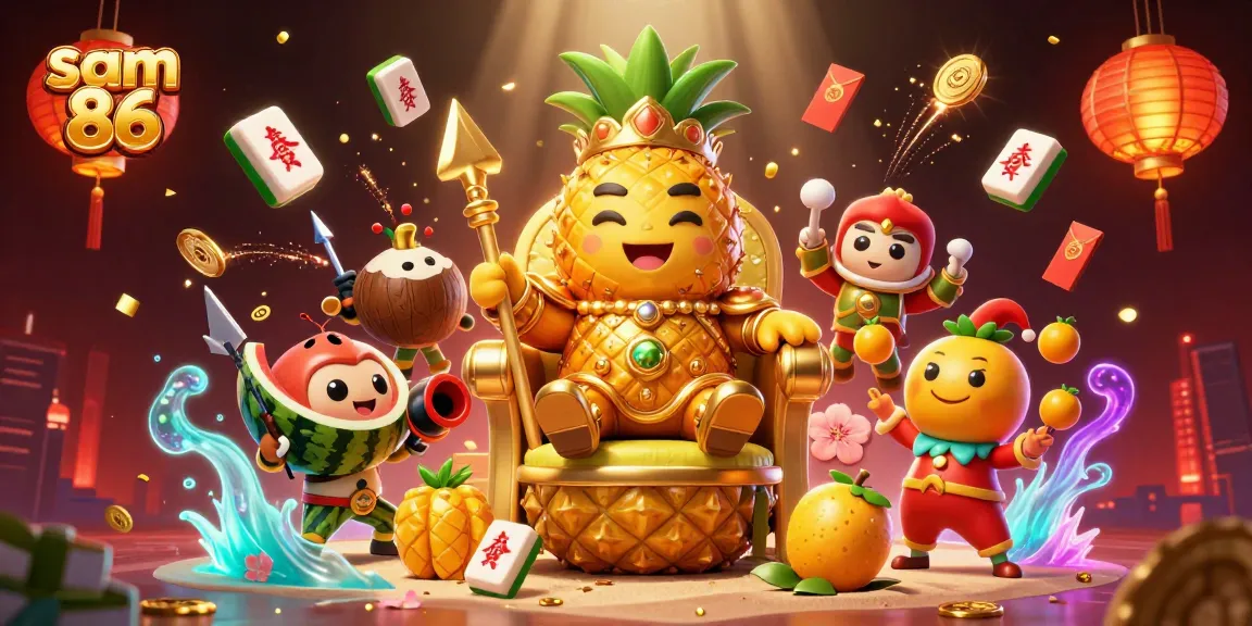 Experience excitement at sam 86 with a king, bodyguards, and a jester in a vibrant casino scene!