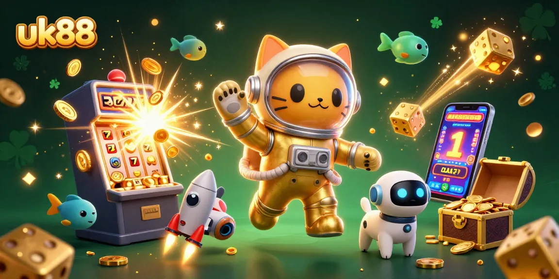 Experience thrilling excitement with uk88 as the astronaut cat and robot dog explore a dazzling casino world.