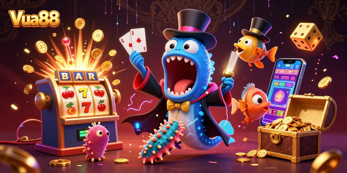 Experience the thrilling Vua88 casino via vibrant 3D fun with a bioluminescent eel and anglerfish!
