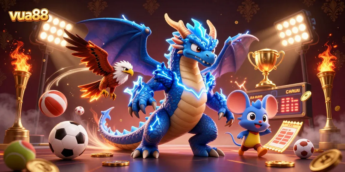 Engage with vua88's thrilling online gaming through dynamic animated characters and sports elements.