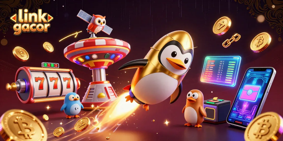 Play link slot gacor with an engaging 3D illustration featuring dynamic casino-themed elements.