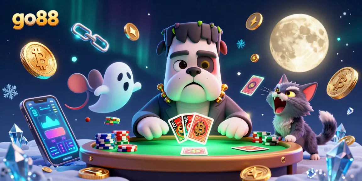 Experience the excitement of go88 with vibrant characters and crypto elements at a lively casino scene.