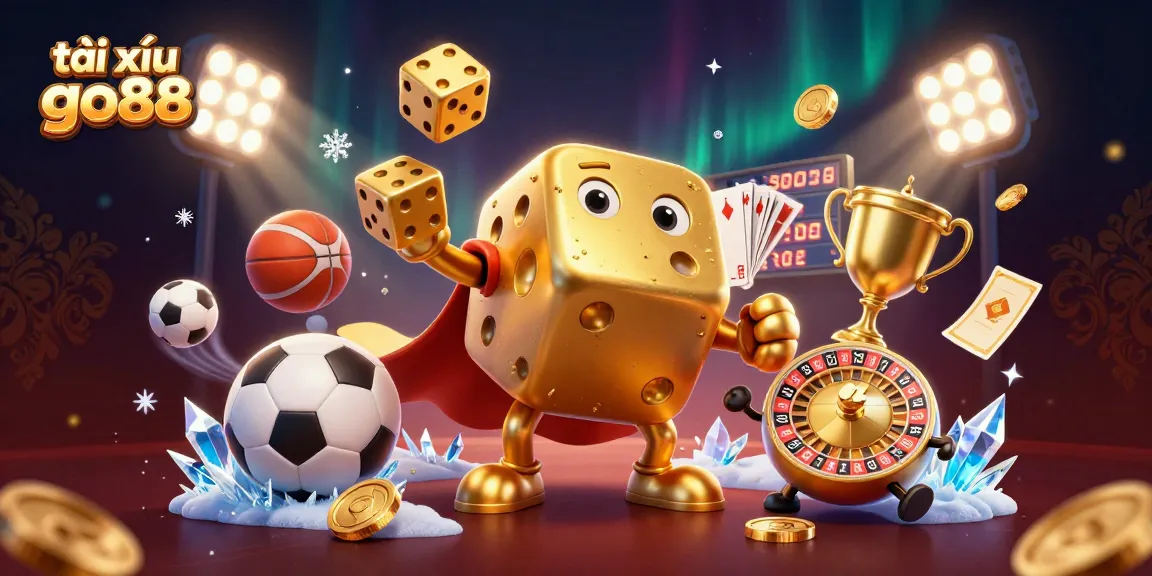 Engage in the thrilling gameplay of tài xỉu go88 while juggling golden dice amidst powerful casino elements.
