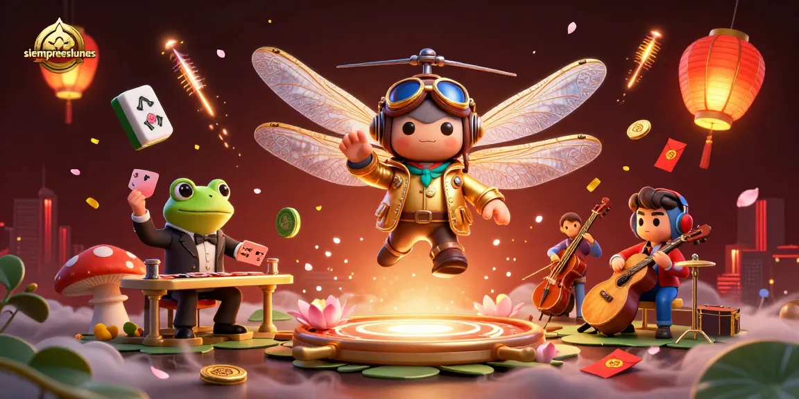 Experience excitement at siempreeslunes with a vibrant 3D casino scene featuring colorful characters and lively game elements.