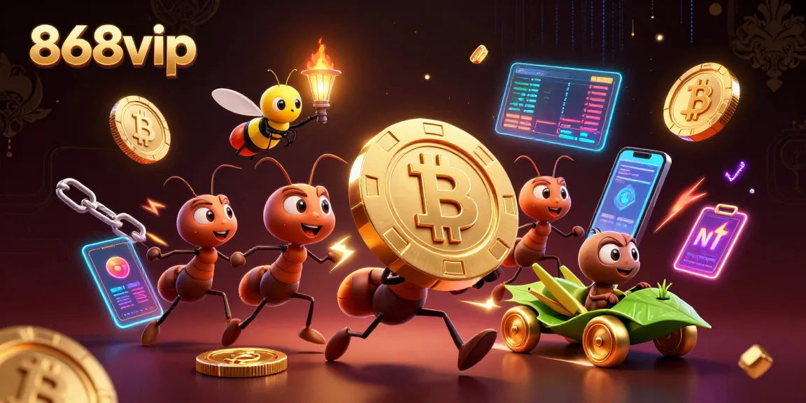 Experience thrilling heists with the 868vip team of ants and their golden poker chip.