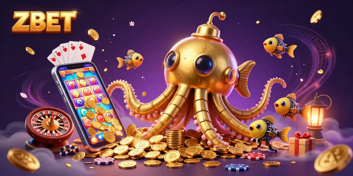 ZBET offers thrilling slot experiences with a golden kraken submarine and enchanting casino elements.