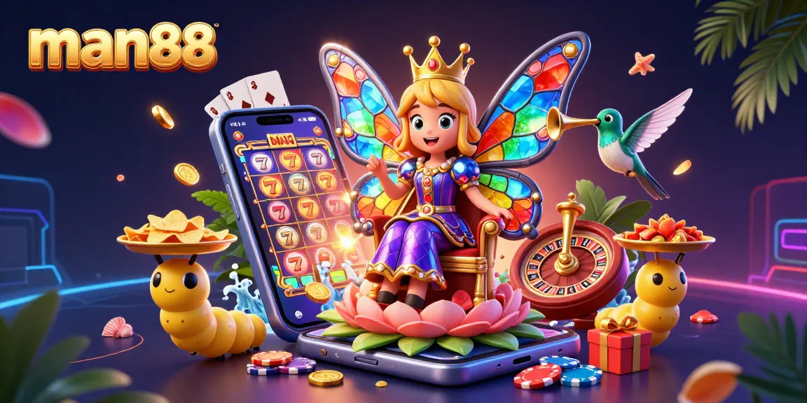 Experience man88's vibrant casino magic with animated characters and lively slot games.
